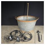 Metal tub fountain, box of fountain motors, p