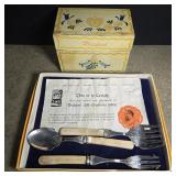 Antique Sheffield silverplate fish cutlery with