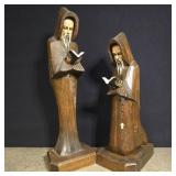 Vintage hand carved wooden priest/monk reading