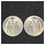 2 Canadian 50 cent pieces 1969, 1970