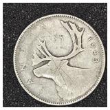 Canadian 25 cent coin 1943