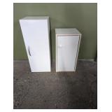 2 white particle board cabinets Both are 12'