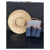 Garden tool tote and straw hat