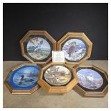 5 framed collector's plates