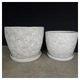 2 glazed terra cotta flower pots