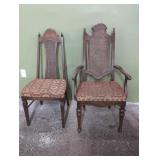 2 wood chairs with fabric seats 18' to seat