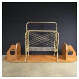 34' Wood tabletop book stand and metal magazine