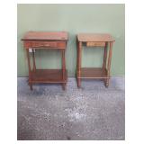 2 wood side tables with drawers - 20' w x 14' d x