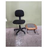 Office chair and wooden footstool that needs s