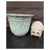 Tin flower container 12' diameter 9' high and