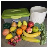 Plastic storage container with lid and ceramic