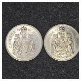Canadian 50 cent pieces both 1970