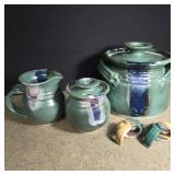 Nice handmade green pottery items