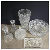 Crystal pieces - vase is 9 1/2' high and bowl has