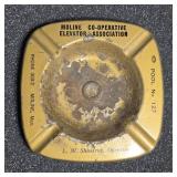 Vintage metal ashtray advertising Moline