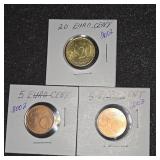 2002 20 cent Euro coin, 2002 5 cent Euro coin,