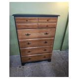 5 drawer upright dresser grey/brown. 33'w x 17' d