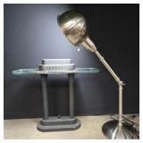 Black desk lamp (should work with new bulb) and