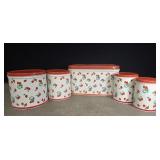 Vintage strawberries bread box tin and tin