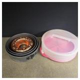Tupperware cake carrier, springform pans, bundt