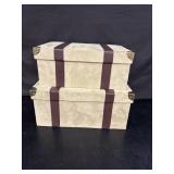 2 stacking boxes with felt covers, larger one is