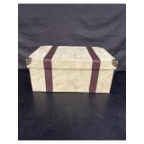 2 stacking boxes with felt covers, larger one is