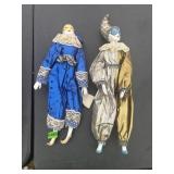 Vintage Porcelain Pierrot & Jester Dolls