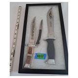 (2) Daggers and (1) Pocket Knife in Display Case