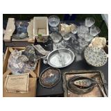 Assorted Glass Cups, Silver,  Cowboy Plates