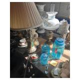Crazy good stuff LG pair glass lamps -Canister WOW