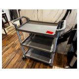 Grey plastic rolling cart three tier