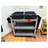 Grey plastic rolling cart 3 tiers
