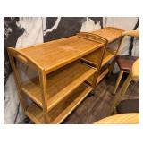 (2) wood rolling shelves