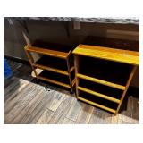 Rolling wood cart and wood bookshelf