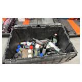 Bin of assorted wheels and lubricants see photos
