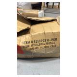 Partial box of pillow cases approximately 20