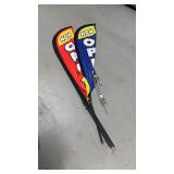 (3)now open signs/waving banners with stakes