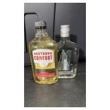 (2) small assorted bottles, gin, and whiskey