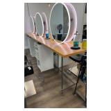 Wood and metal counter does not include mirrors