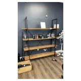 4 tier metal and wood shelf approximately 6 feet