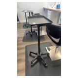Height adjustable black metal tray table