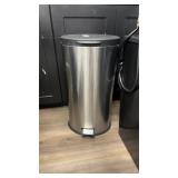 (2) tall stainless steel trash cans
