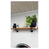 (4) wood and metal shelves with contents
