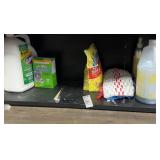 Shelf lot including cleaning supplies