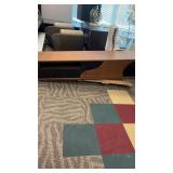 Long, shelf unit in walnut-tone laminate finish