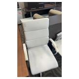 (4) White Leather-Upholstered Office Guest/Side