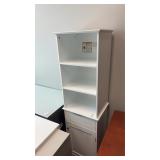 White Tall Linen Tower Storage Cabinet with Open