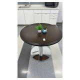 Round Breakroom/Cafï¿½ Table with Dark Walnut