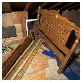 Carved Wood Full Size Headboard & Rails