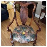 CARVED WOOD ARM CHAIR